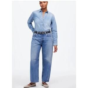 Madewell The Darted Barrel Leg Low Rise Ankle Jeans Blue 32 W New withg Tags